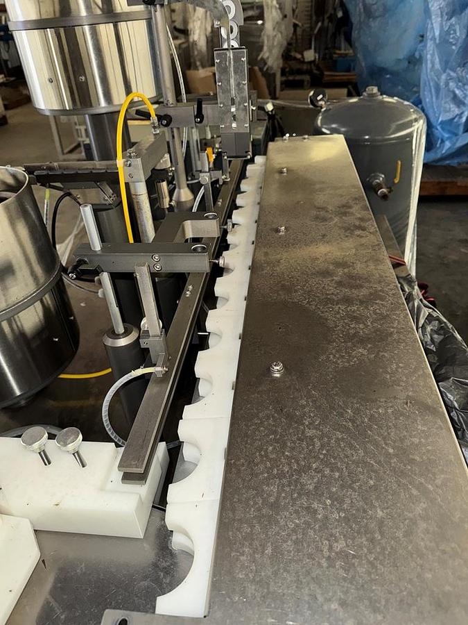 Used Filler, Piston, Monoblock, M&O Perry with (3) Filamatic Piston Fillers, Crimper, Stainless Steel, #5991418