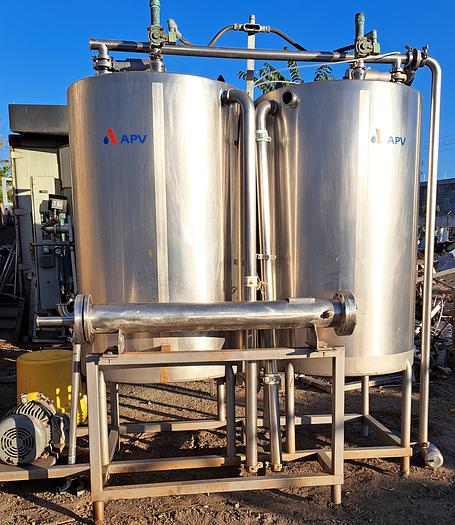 Used CIP Skid, 2-Tank, (2) 200 Gallon, Stainless Steel, APV #S745295