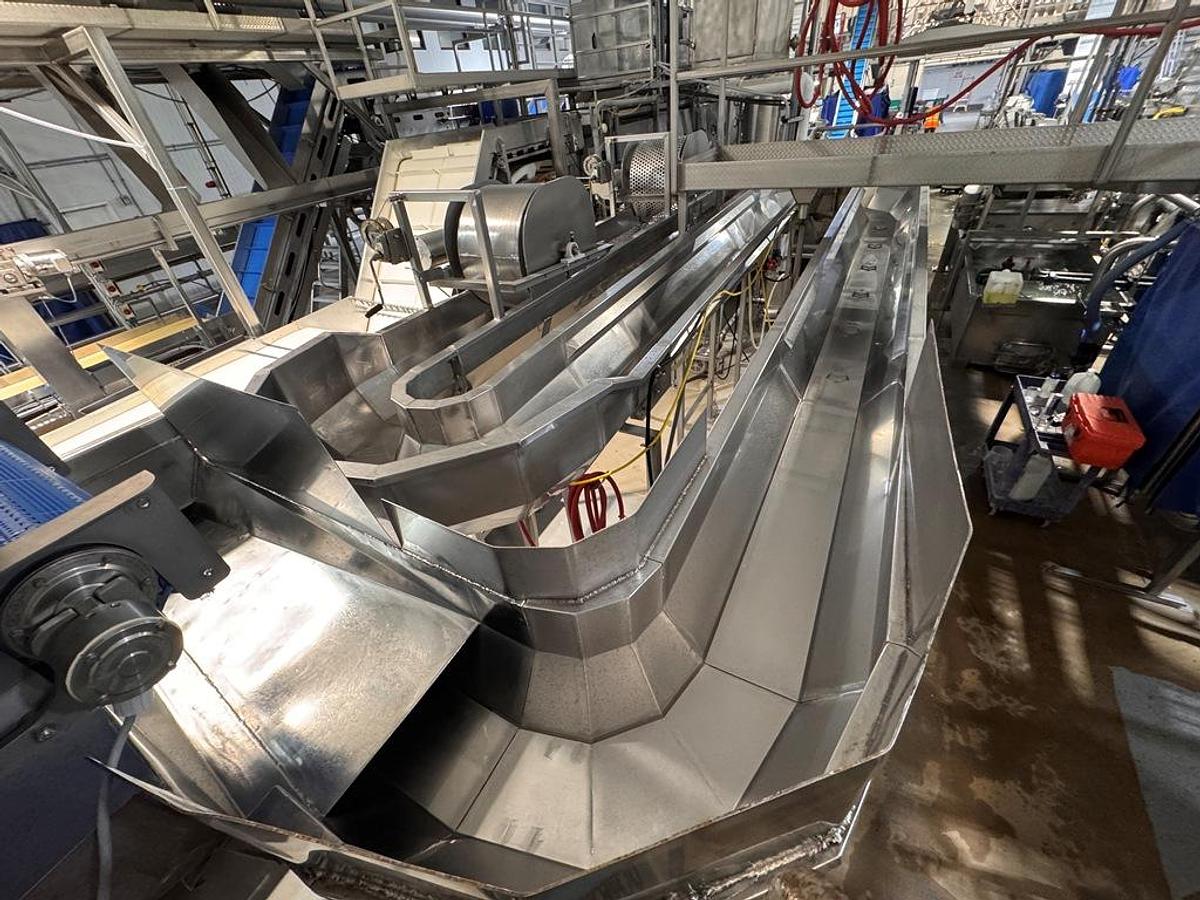 Used Washer, Flume, 16" x 100 linear feet, Stainless Steel, Dunk Reels, Pumps, #5991858