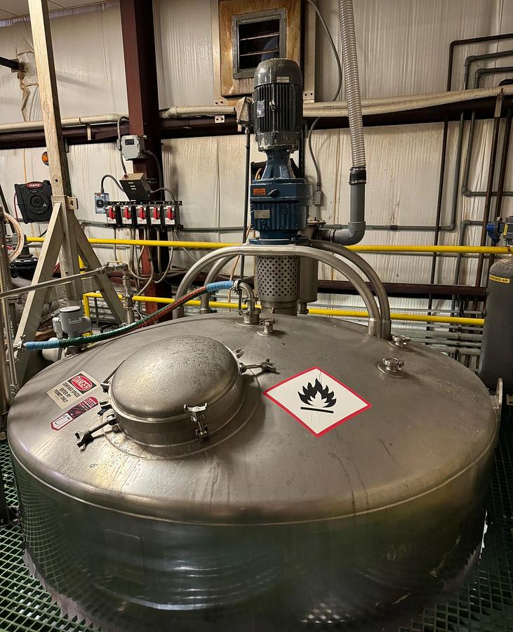 Used Reactor, 1,000 Gallon, 316L Stainless Steel, Brighton, Pfaudler Agitator, #5991814