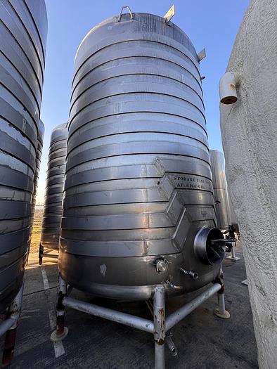 Used Tank, 6,000 Gallon, Stainless Steel, Channel Jacketed, Dish Bottom, Stand Mounted #5991274