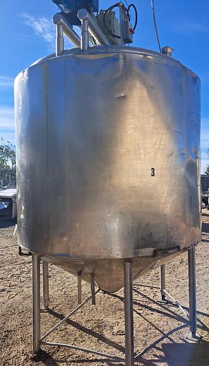 Used Tank, 2,000 Gallon, Jacketed, Scraper Agitation, Cone Bottom, APV #S745304