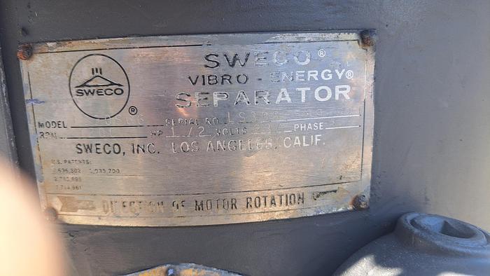 Used Screen, Sweco, 30", S/st, Single Deck, 0.5 HP #S744350