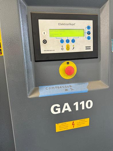 Used Compressor, Air, 166 HP, Atlas Copco, 132 PSI, Type GA110, #5991052