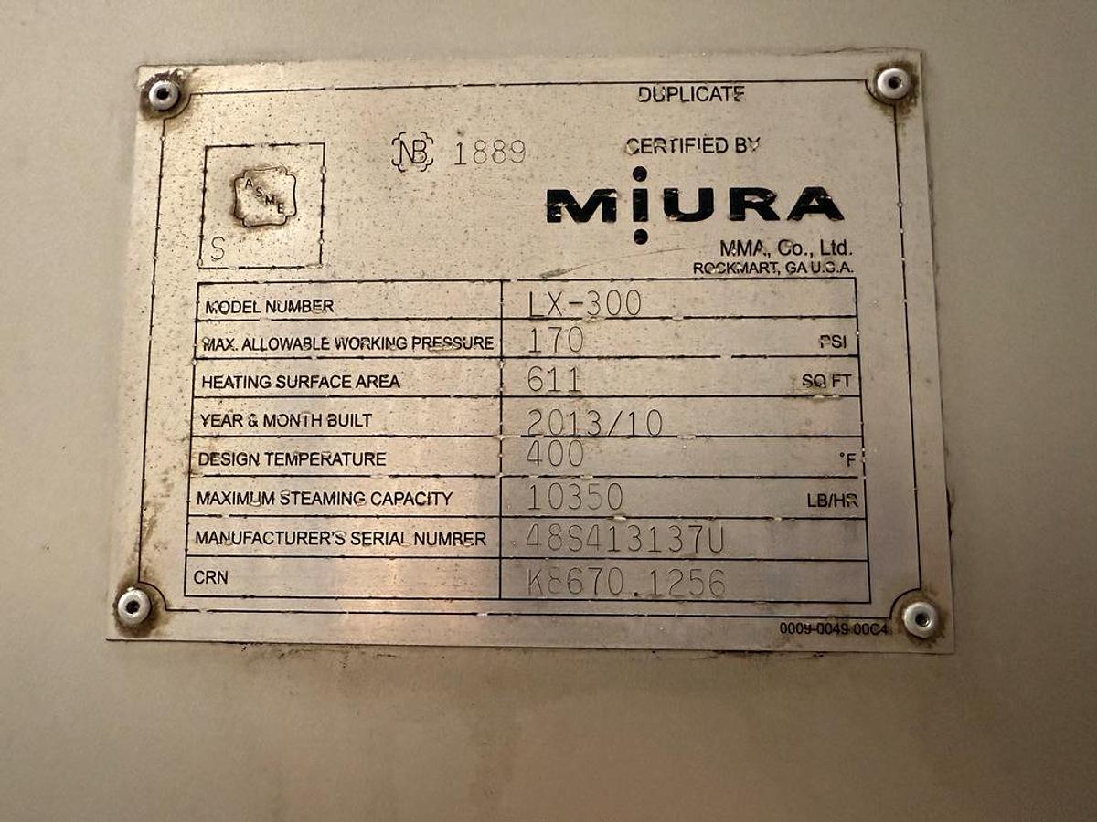 Used Boiler, 300 HP High Pressure Steam, Miura LX-300, Natural Gas-Fired, 2013, #5991633
