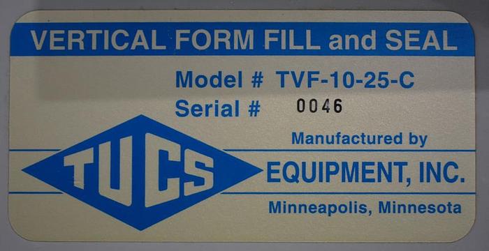 Used Form, Fill & Seal Machine, Piston Filler, Tucs, Model TVF-10-25-C - #