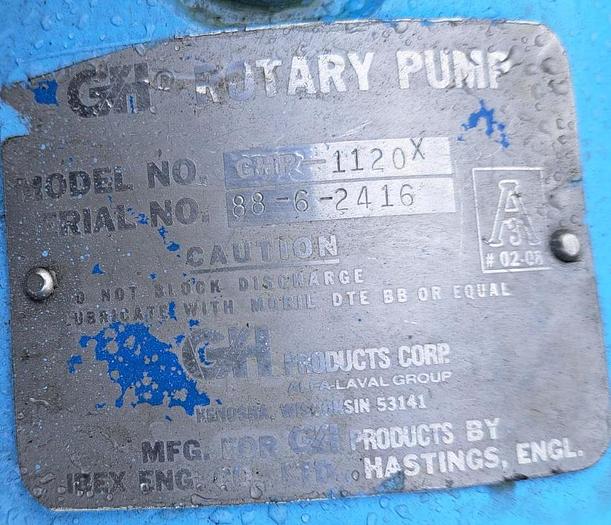 Used Pump, Positive, GH Products, Mdl GHP-1120, 2" In/Out, 3 HP #S745082