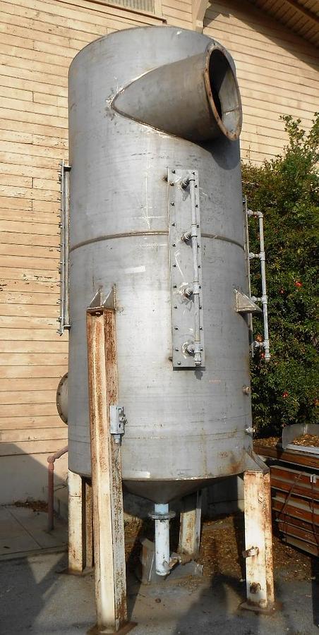 Used Tank, 1,600 Gallon, 316 Stainless Steel, 60" x 11', Carbon Steel Legs #S742089