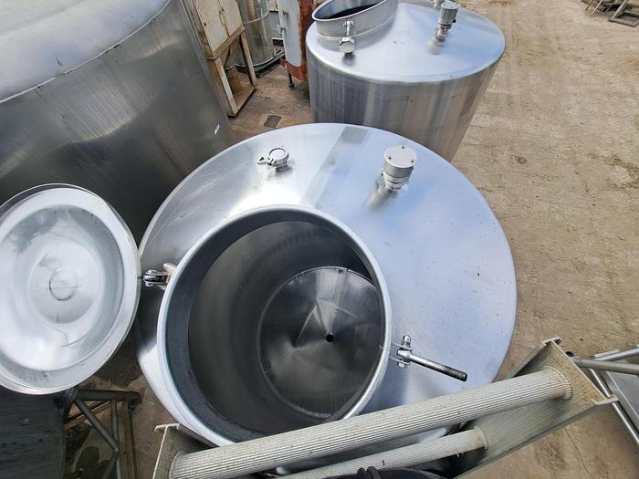 Used Tank, 450 Gallon, 316 Stainless Steel, Dome Top, Cone Bottom, Portable, #5991302
