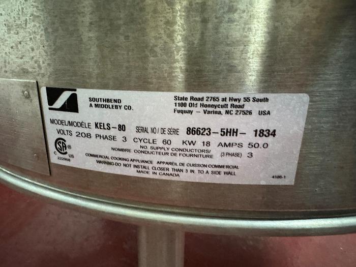 Used Kettle, 80 Gallon, Stainless Steel, Electric, Southbend, Mdl KELS-80 #5861448