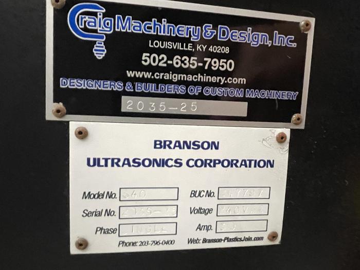Used Branson S40 Rotary 2000X Ultrasonic Welder System 20:4.0 4000W New 2020 with 6 Position Camco Indexer
