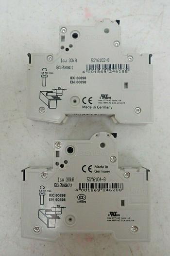 Used Lot of 7 Siemens 5SY61 MCB 230/400V Miniature Circuit Breakers 5SY6104-7 5SY6102