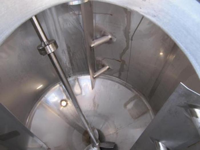 Brugt 1850 liters rustfri tank med omrører - SOLGT