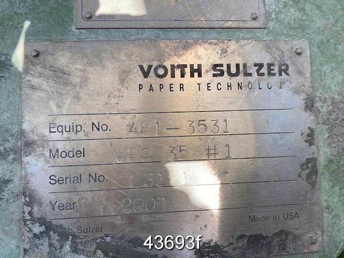 Used Voith VPS35 Pressure Screen With Multi Foil Rotor and Slotted Basket #43693