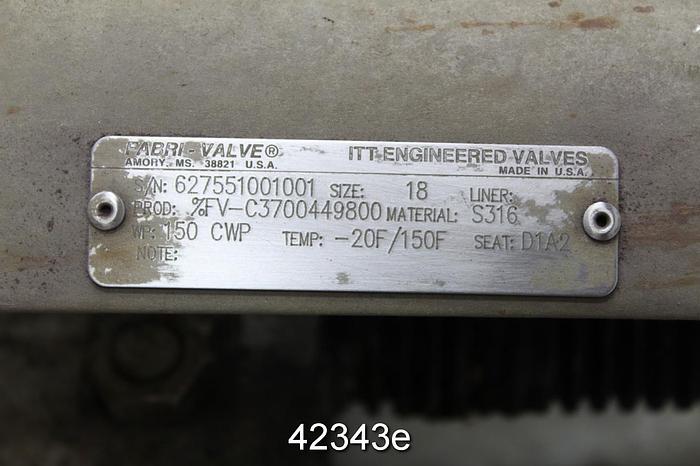 Used Fabri-Valve FV-C3700449800 18" Hand Operated Knife Gate Valve #42343