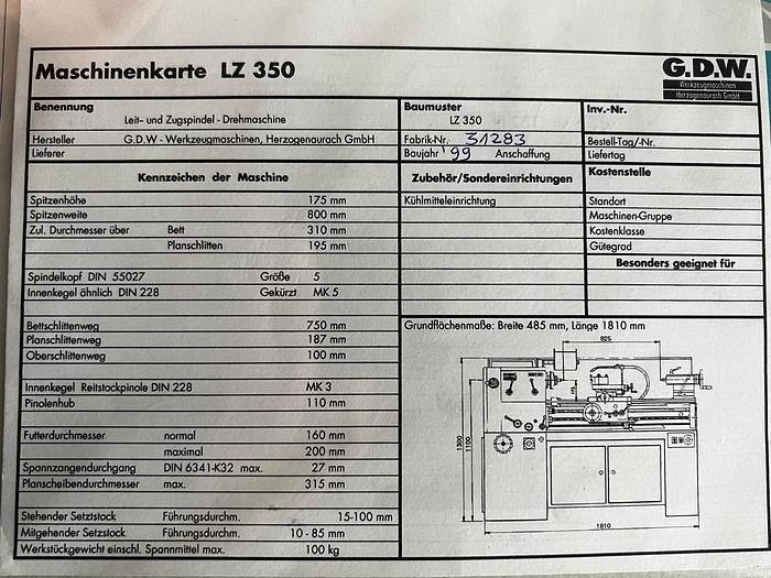 Gebraucht L&Z Drehmaschine konventionell GDW LZ 350