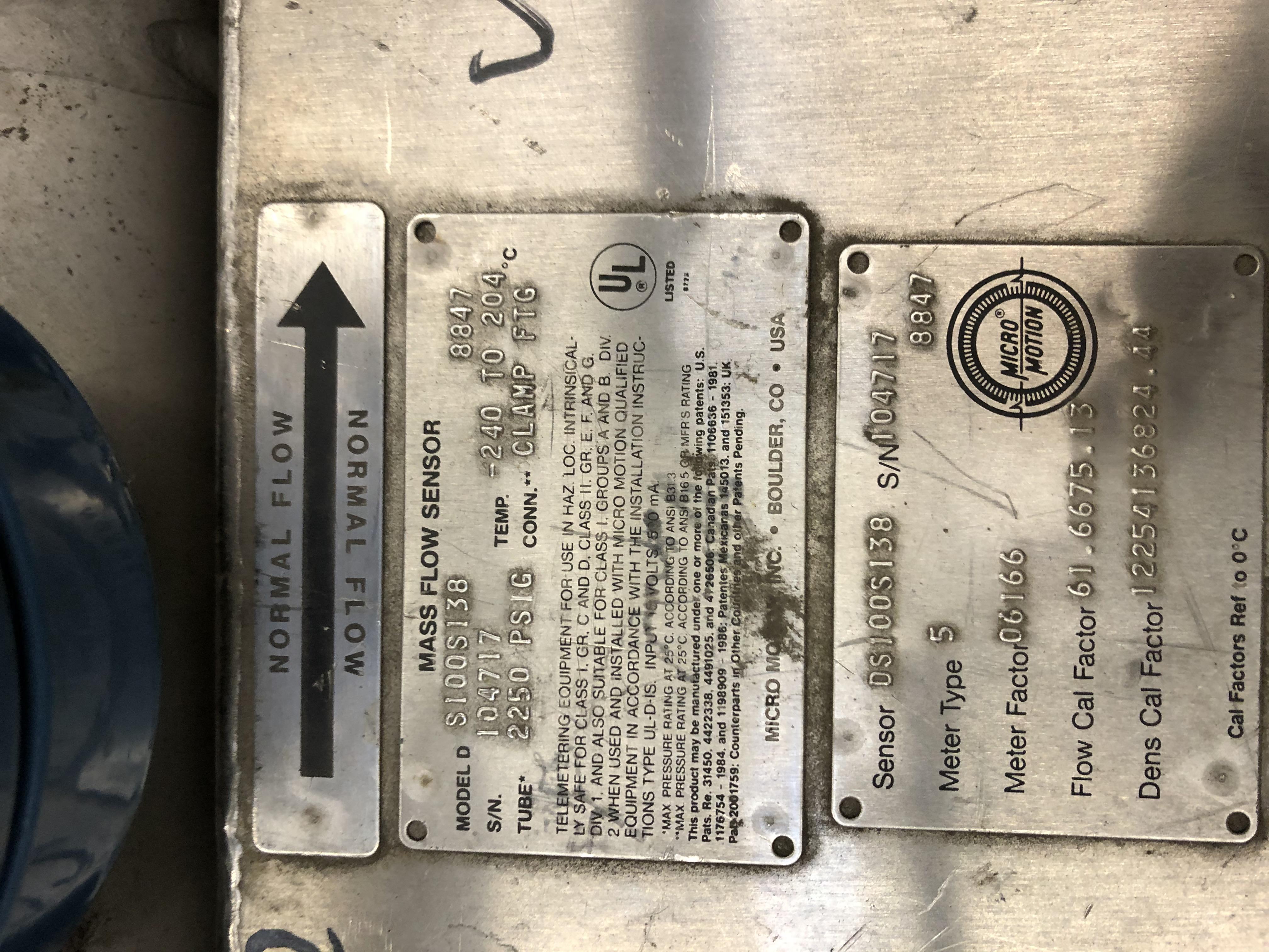 Used MICRO MOTION DS100S138 FLOW METER FM-142