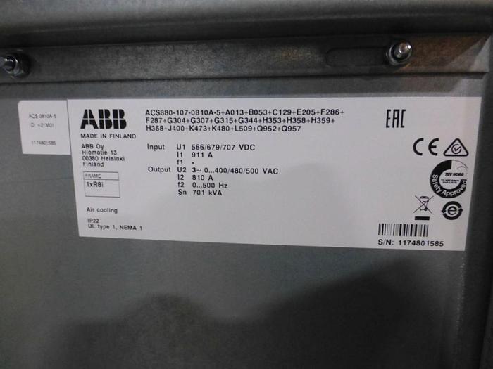 Used ABB DRIVE SYSTEM ACS880 (UNUSED NEW SURPLUS) MANUFACTURED 2018 SECTION 4 OF 4