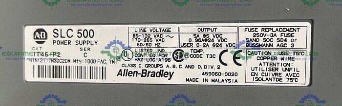 Used Allen Bradley SLC 500 Power Supply 1746-P2 w/ SLC 500 1747-L542 Processor Unit