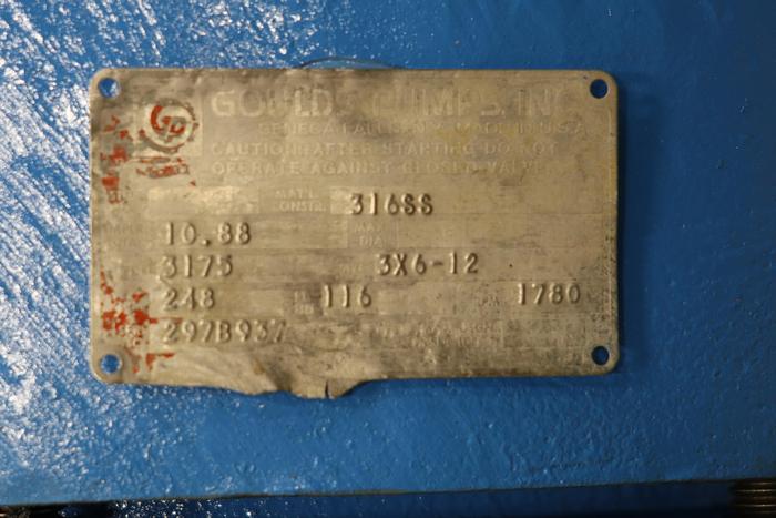 Used Goulds 3175 3x6x12 Pump, Stainless Steel Casing #43783