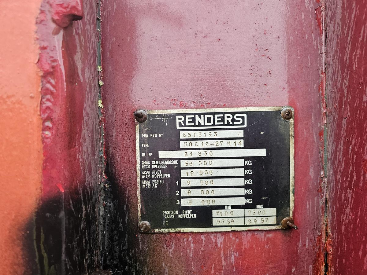 Used 1988 RENDERS ROC 12-27 N14 HEAVY DUTY 3 AXLE SEMITRAILER STEEL FLOOR.| SAF DRUM
