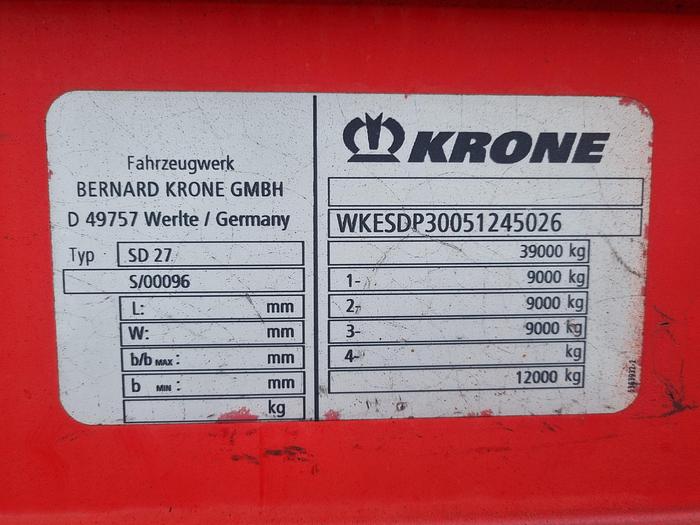 Used 2005 Krone SD 27 | Air suspension | SAF disc | Lift axle