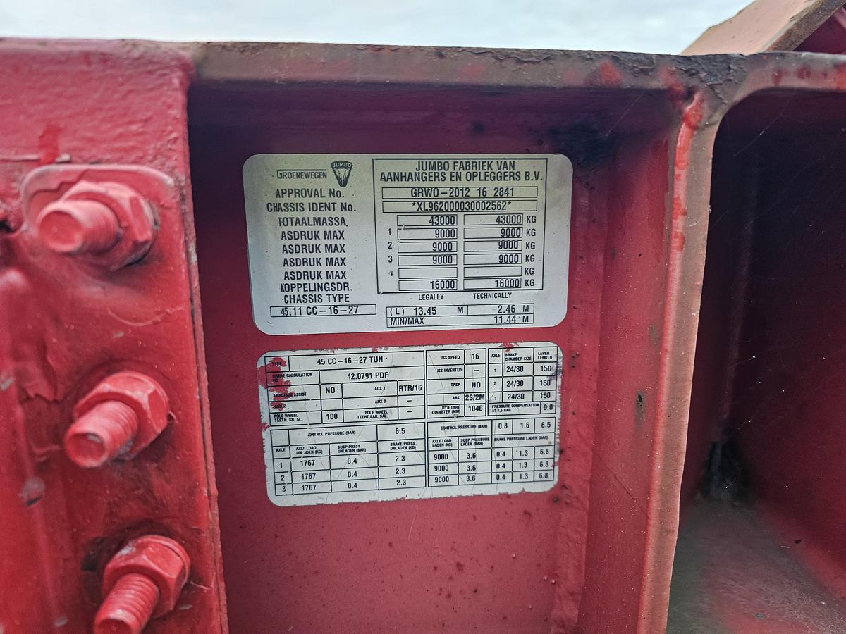 Gebruikt 2003 GROENEWEGEN 45 CC-16-27 TUN | 45 ft 40 ft 2 x 20 fFT | dutch chassis OH-08-JB | bpw drum.