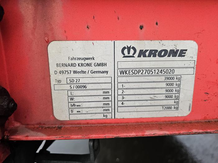 Used 2005 Krone Sd 27 3 axle curtainsider |Saf disc |Belgium Tuv 09-08-2024.