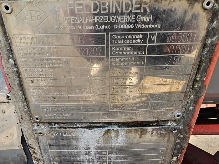 Used 2000 Feldbinder | TSA 59.3-4 | tanktrailer aluminium|59.5 cubic| ADR L4 BH |Bpw achsen|