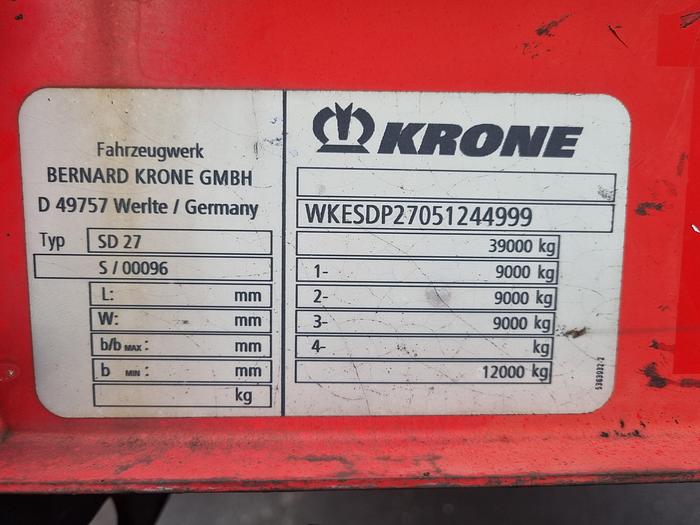 Used 2005 Krone SD 27 | Air suspension | SAF disc | Lift axle