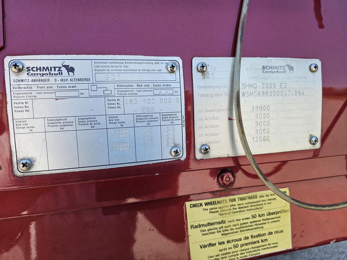 Used 2000 schmitz S01 | SLIDING ROOF | 2 LIFT AXLES| NICE HOLLAND TRAILER| SAF DISC.