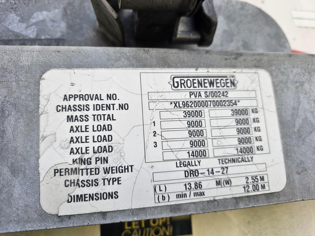 Used 2007 GROENEWEGEN DRO 14-27| GALVANISED STEEL CHASSIS | ALU RIMS | BPW DISC.