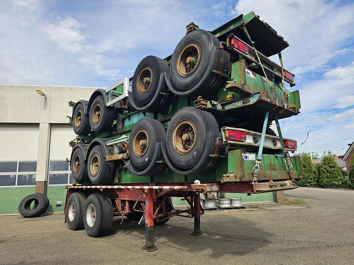 Used 1996 stack of 20 foot chassis groenewegen and Renders Bpw drum Steel suspension. 20 foot
