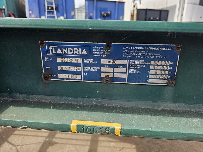 Used 1998 Flandria OP20V/2A | 20 foot container chassis  | steel suspension | double tires| drum.