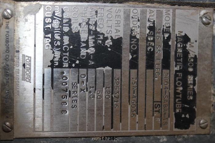 Used Foxboro 2804SABA1SA-G-U Magnetic Flow Meter, 4" #14734