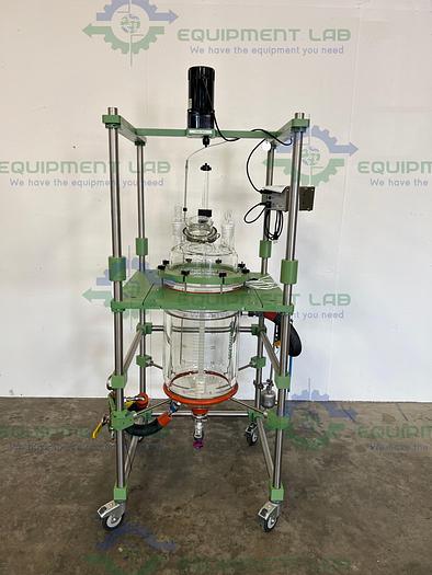 Used Chemglass AM-0209-251D 30 Liter Jacketed Glass Reactor w/ Mixer