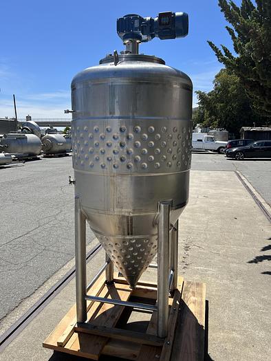 Used Tank, 132 Gallon, 500 Liter, S/St, Jkt, Agit, Cone Bottom #S744578
