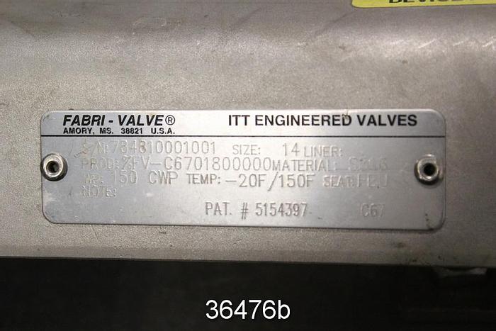 Used Fabri 14" Hand Operated Knife Gate Valve, FV-C6701800000 #36476