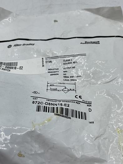 Used Allen Bradley 872C-D8NN18-E2 Ser D