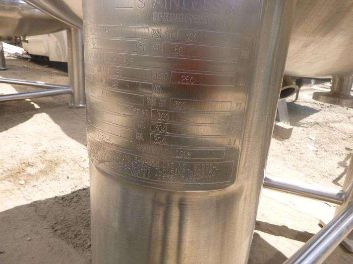 Used Reactor, 660 Gallon, 316L S/st, Jkt, 50 PSI, Precision E #S744223