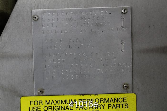 Used Spencer Turbine Co. M2020-SS 7x8 Blower #41016