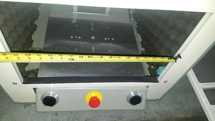 Used Omega Ultrasonic Plastic Welder MPXII in shielded cabinet with safety doors