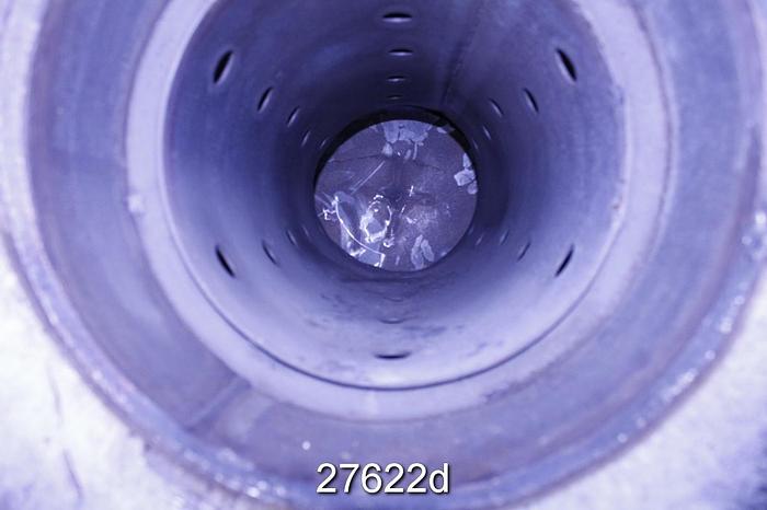 Used Vanec 175-12-107-304 SS Vacuum Pump Discharge Separator/Silencer 30" Diameter, 304 Ss, 12" Inlet, 12" Outlet, 11' Tall, 4" Drain. #27622