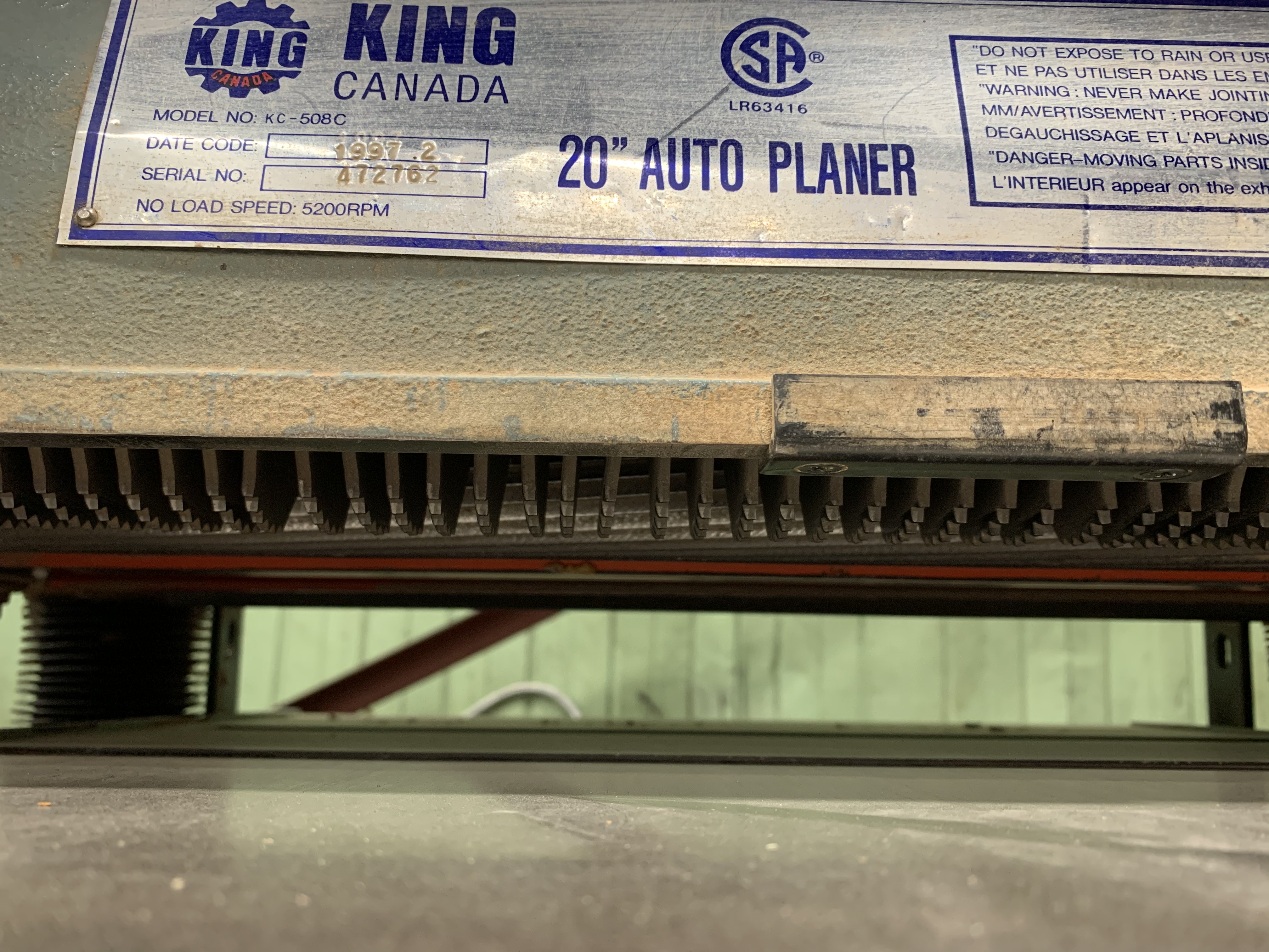 Used 1997 King 20" Planer KC- 508C