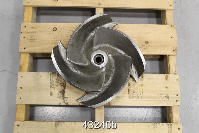 Used Goulds 3175 8x10x18 14.75" Diameter 4-Vane Stainless Steel Impeller #43240