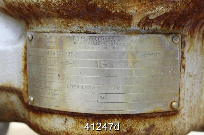 Used Teledyne Farris 64GA34-170 3x1.5 Pressure Relief Valve #41247