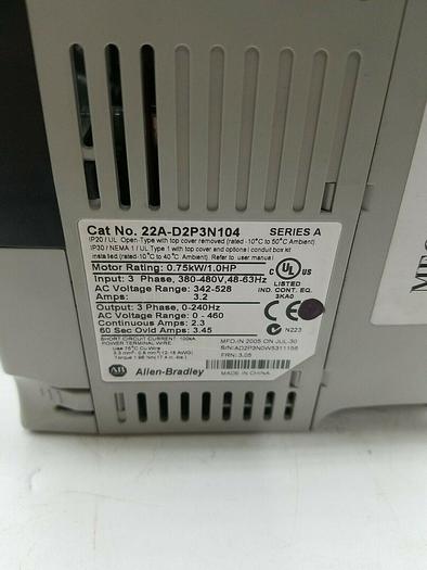 Used ALLEN BRADLEY 22A-D2P3N104 Ser A