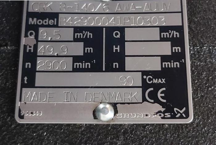 Gebraucht Eintauchpumpe, CRK 8 140/6 AWA AUUV, 2,2 KW, 50m, 9,5m³/h, Grundfos, gebraucht