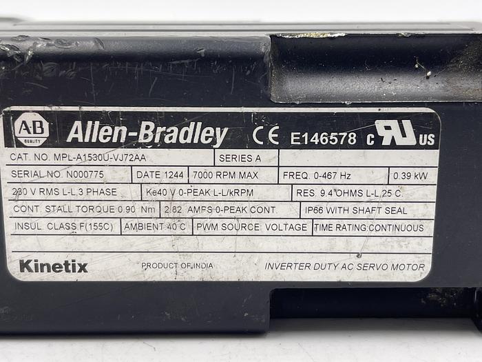 Used Allen-Bradley MPL-A1530U-VJ72AA SER A 3PH
