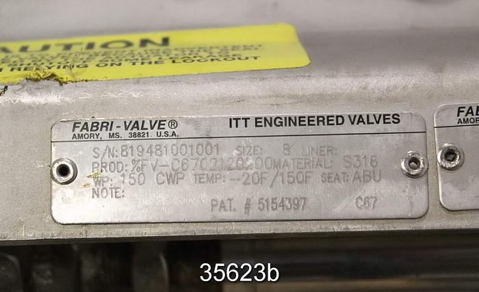 Used Fabri C6702120200 8" Air Operated Knife Gate Valve #35623